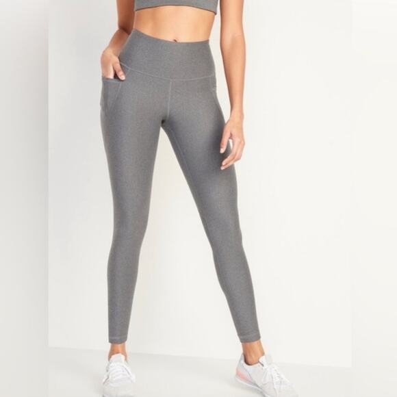 NWT Old Navy Active Powersoft High Rise Gray Leggings with Pockets Size Small - Picture 1 of 10